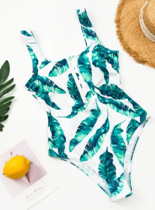 New women's colorful striped one-piece sexy bikini swimsuit