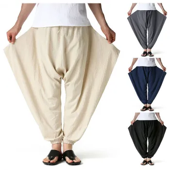 Plus-Size Retro Solid Color Casual Loose Men's Formal Pants