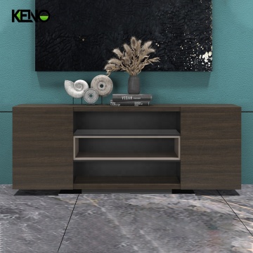 Distressed Gray Rustic Wood Modern TV Console Stand with Storage Drawers