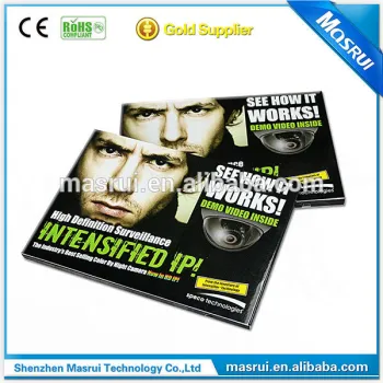 Promotional and customized 5 Inch tft screen movie brochure video gift card
