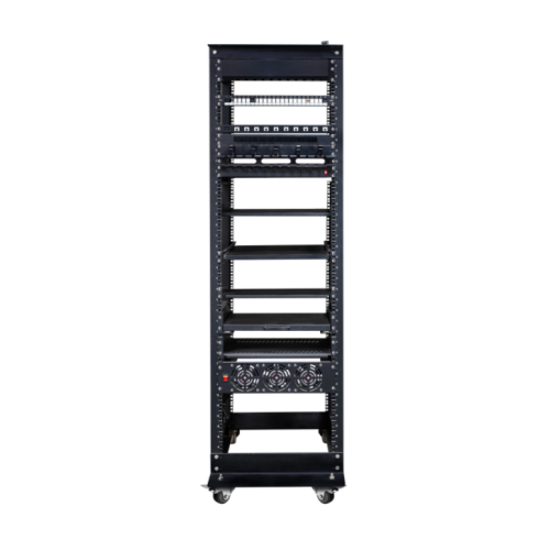 Sheet metal server cabinet with wheels
