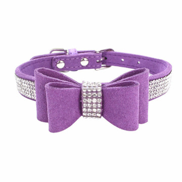 Luxury Diamond Black Super Fiber Leather Dog Collar - Popular Fashion Pet Accessory