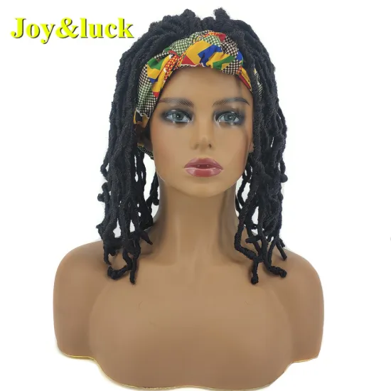 Wholesale Wigs Ladies Hair Ombre Hairband Curly Short Dreadlocks Braided Headband Wigs for Black Women Synthetic Hair Wigs