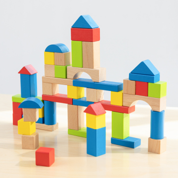 50 Pcs Colorful Wooden Building Blocks Toy Set for Kids