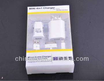 Mini 4 in 1 Car Charger Phone Charger Home Charger USB Charger Wholsesale