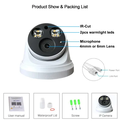 4K 8.0MP Blacklight Full Color Dome IP Camera