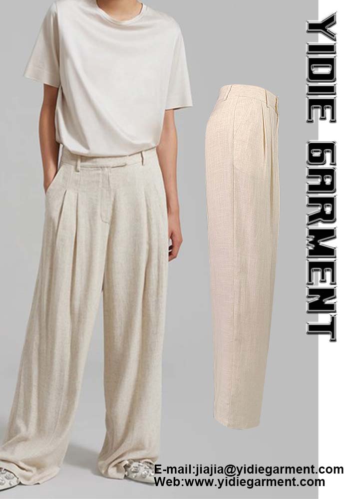 Linen Rayon Wide Leg Trousers