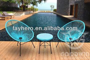 GW3219 Set steel frame PE rattan outdoor furniture leisure egg chair and table