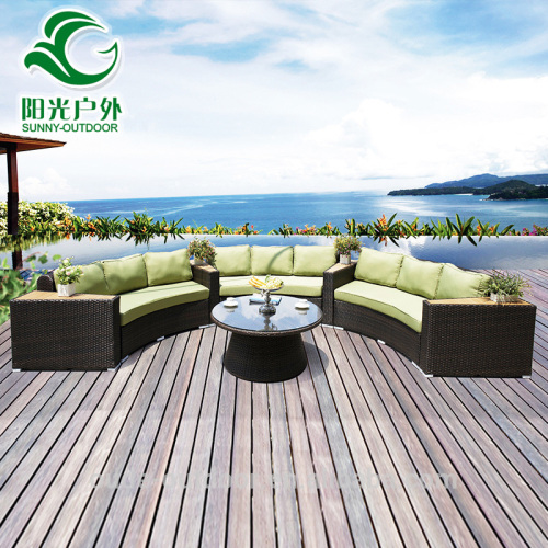 Luxury round rattan large garden use 8 seater sofa set and wicker outdoor furniture