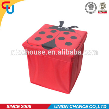 3D effect fabric foldable kid's cheap ottoman with ladybug printing