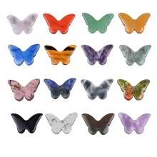 Gemstone 20x30mm Butterfly Pendiente plana de piedra natural Cristal de cristal Colgante de amuleto para joyas de bricolaje que hace la decoración del hogar