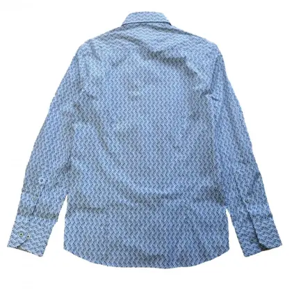 Men's Cotton Stretch Shirt in Navy White