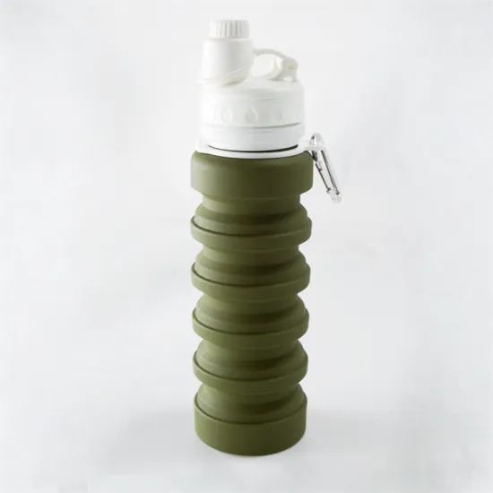 Army Green BPA-Free Foldable Silicone Water Bottle