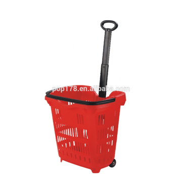 Plastic Shopping Basket With 2 Wheels