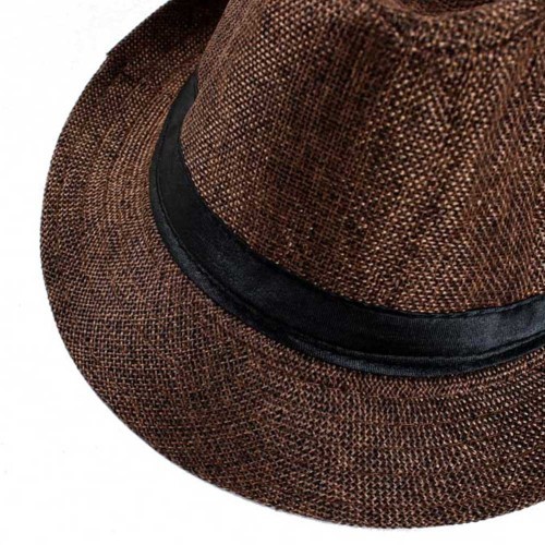 Men Straw Hat Linen Sun Protective Foldable Breathable Casual Cap for Summer JAN88