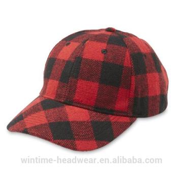Men's Red Plaid Flannel Snapback Hat