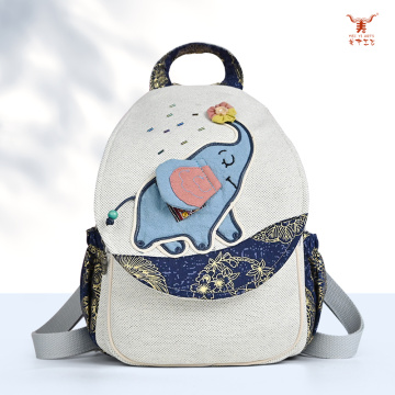 Mochila Happy Elephant Convertible Étnica de algodón y lino
