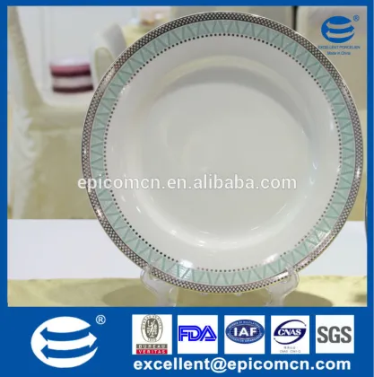 china factory price household new bone china soup plate with silver border, deep soup plate