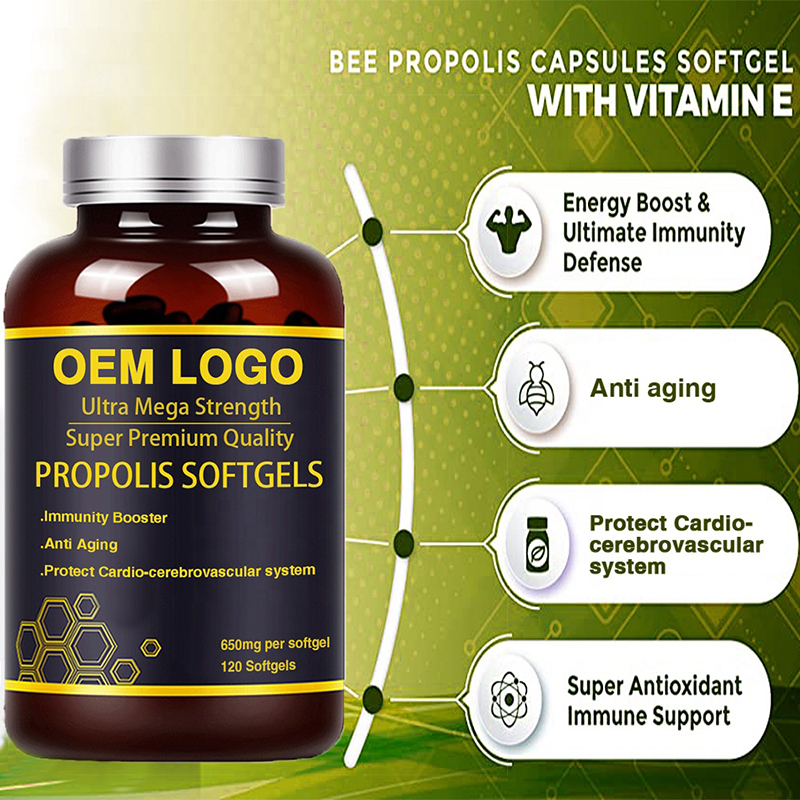 Doğal Arı Propolis Softgel Sağlık Ek Beyin Bakımı Bellek için Bee Propolis Softgel