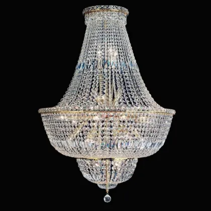 Schonbek Petit Crystal Chandelier - Luxury Gold Pendant Lamp for Living Room