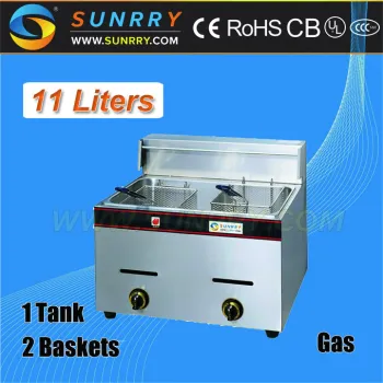 LPG used stainless steel manufacturung price 2 tanks 2 baskets desktop gas industrial deep fryer for sale