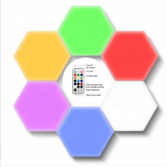 Touch DIY LED Hexagon Wall Lights - Magnetic Honeycomb Remote Control RGB