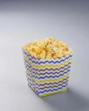 Popcorn box with raised grain printing