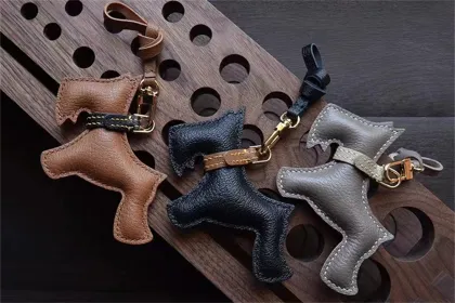 Schnauzer Dog Handmade Leather Car Keychain