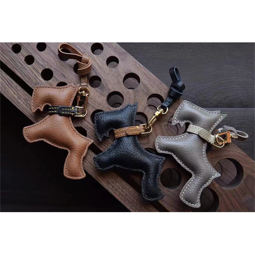 Schnauzer Dog Handmade Leather Car Keychain