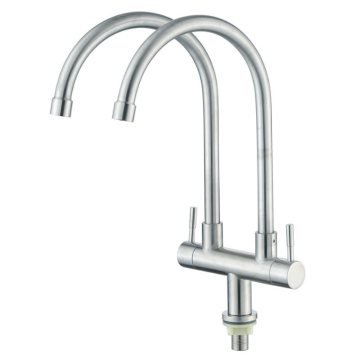Double Handle Stainless Steel Kitchen Sink Faucet for Bathroom Wash Basin