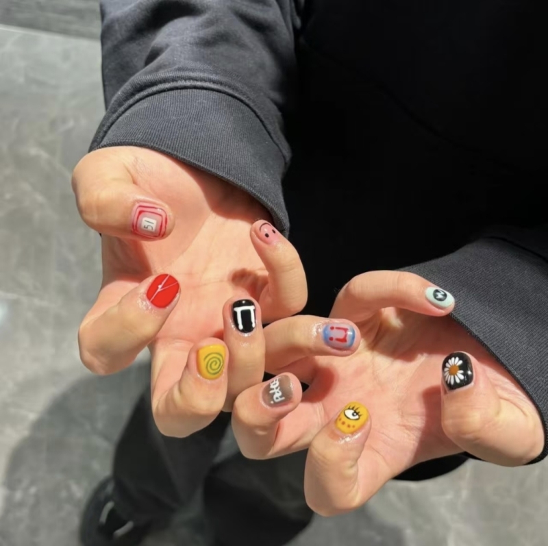 Dopamine Nail Art Stickers, Handmade Custom Design