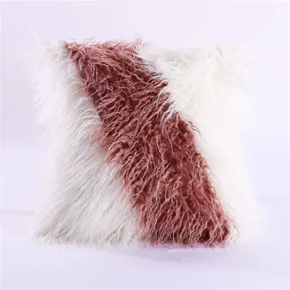 Custom Color Faux Fur Pillow Covers White Mongolian Faux Fur Pillow