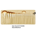 24pcs gouden plastic handvat dier/nylon haar make-up borstel werkset in combinatie met ivoor satijn geval