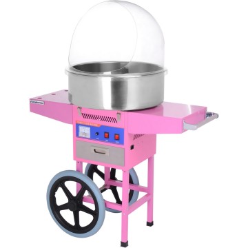 Stainless Steel Fully Automatic Cotton Candy Machine with Multiple Flavors and Protective Cover