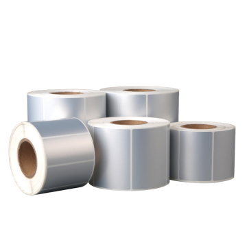 Etichetta autoadesiva in pvc a trasferimento termico color argento opaco