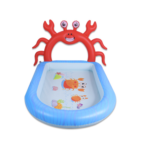 Crab-patterned sprinkler inflatable pool