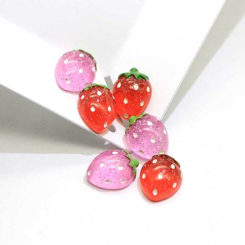 Commercio all&#39;ingrosso 15 * 19 * 9mm parte posteriore piatta in resina a forma di fragola cabochon fatti a mano decorazione del telefono perline charms