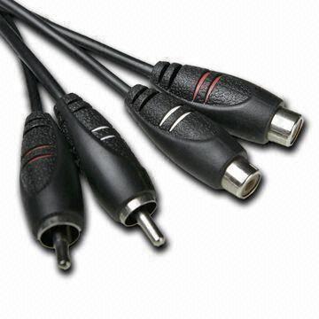 RCA Cable, 2 x RCA Plugs to 2 x RCA Sockets, Nickel-plated Connectors with Easy Griped Design
