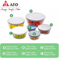 ATO 6PCS/Set Glass Salad Bowls with Colorful Lid