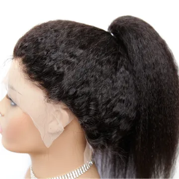 JT Wholesale Afro Kinky Curly Front Full Lace Human Hair Wig, Natural Black Long Curly Brazilian Hair Lace Wig For Women