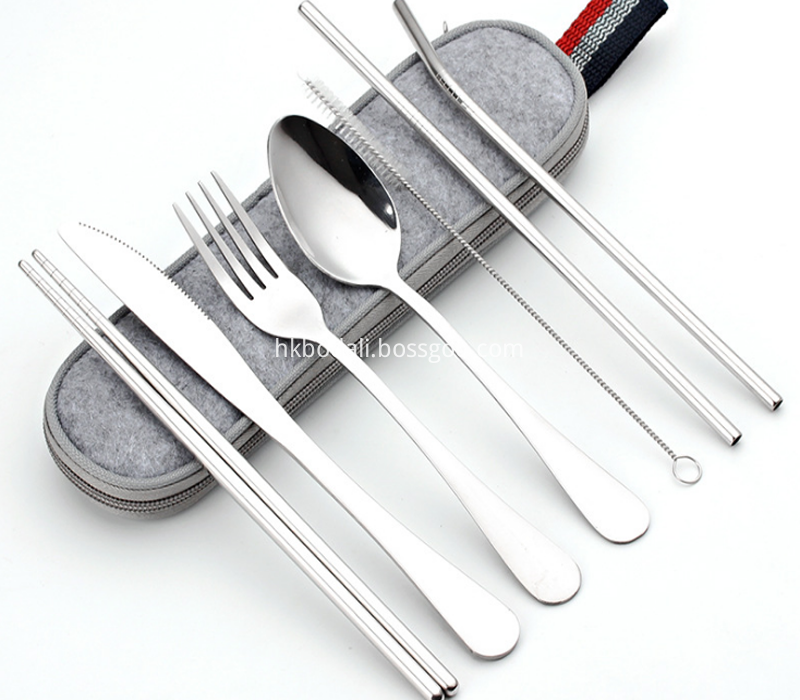 304 Stainless steel knife and fork spoon straw chopsticks set