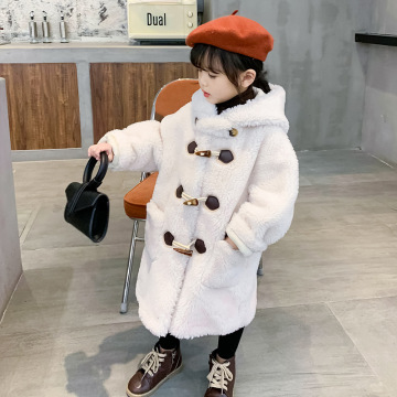 Kanak-kanak Cashmere Coat Girls &#39;Mid Panjang Fesyen Coat