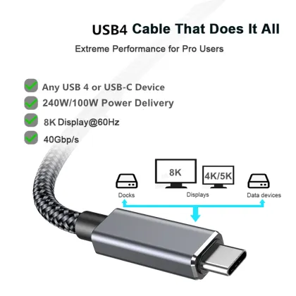USB 4 Cable for Thunderbolt 3 Gen3 40Gbps