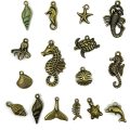 100 g assortiment de perles de charmes sur le thème du bronze antique sur le thème océan