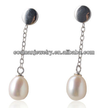 pearl long drop earrings