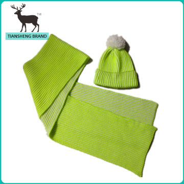 Fashion fluorescence colo(u)r knitted winter big hat scarf set