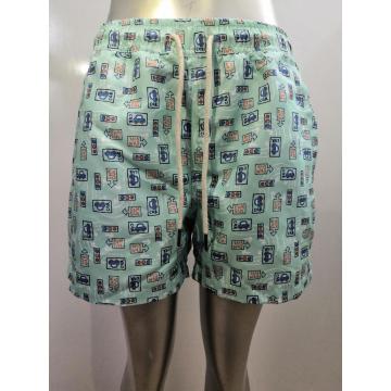 Lichtgroene cartoon icoon strand shorts voor heren