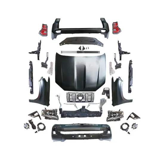 Front Bumper Grille Body Kit for Prado 2011-2017 to 2018 with Hood Fender Headlights and Taillights