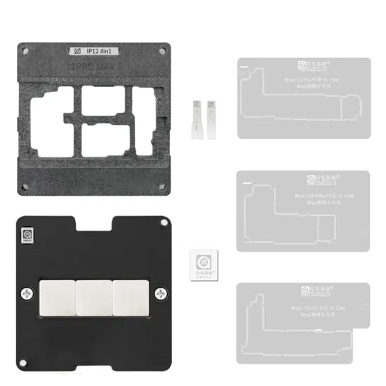 4-in-1 Planting Positioning Mid-Layer Motherboard CPU IC BGA Reballing Stencil Repair Kit for iPhone 12/Pro/Max/Mini