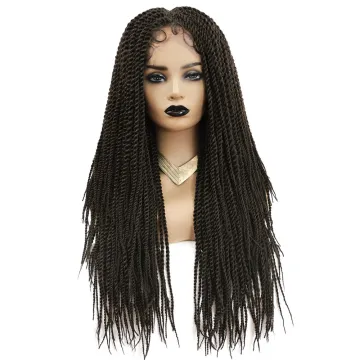 X-tress 4# Straight Braided Wigs For Women Synthetic Hair Wig With Small Senegalese Twist Lace Front Braided Wigs With Baby Hair